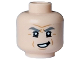 Part No: 3626pb3308  Name: Minifigure, Head Dark Bluish Gray Eyebrows, Upper and Lower Eyelids, Medium Nougat Jowl Lines, Chin Dimple and Wrinkles, Evil Lopsided Open Mouth Smile with Teeth Pattern