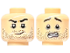 Part No: 3626pb3397  Name: Minifigure, Head Dual Sided Black Eyebrows, Dark Bluish Gray Eye Shadow, Dark Brown Beard Stubble, Smirk / Open Mouth Scared with Teeth Parted Pattern