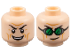 Part No: 3626pb3444  Name: Minifigure, Head Dual Sided Black Eyebrows, Medium Nougat Cheek Lines and Wrinkles, Furrowed Brow, Open Mouth Smile with Top Teeth / Lopsided Grin, Goggles with Green Lenses Pattern