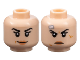 Part No: 3626pb3461  Name: Minifigure, Head Dual Sided Female Black Eyebrows and Eyelashes, Nougat Lips, Grin with Dimple / Scowl with Scars and Bandage Pattern