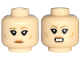 Part No: 3626pb3470  Name: Minifigure, Head Dual Sided Female Dark Tan Eyebrows, Black Eyelashes, Nougat Lips, Small Medium Nougat Cheek Lines, Neutral / Bared Teeth Pattern