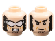 Part No: 3626pb3524  Name: Minifigure, Head Dual Sided Black Bushy Eyebrows, Mutton Chops, and Stubble, Medium Nougat Cheek Lines, Bared Teeth Smile and White Goggles / Grin Pattern