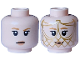 Part No: 3626pb3533  Name: Minifigure, Head Dual Sided Female, Medium Nougat Eyebrows and Lips, Black Eyes and Mouth Neutral / Smile with Gold Mesh Face Veil Pattern