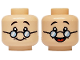 Part No: 3626pb3556  Name: Minifigure, Head Dual Sided Black Eyebrows, Bright Light Blue Glasses, Smile / Open Mouth Smile with Red Tongue Pattern
