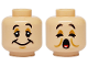 Part No: 3626pb3559  Name: Minifigure, Head Dual Sided Black Eyebrows, Medium Nougat Eyelids and Chin Dimple, Wide Smile / Eyes Closed, Yawning, Open Mouth with Cheek Lines, White Tooth and Red Tongue Pattern