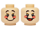 Part No: 3626pb3560  Name: Minifigure, Head Dual Sided Black Eyebrows and Eyelashes, Medium Nougat Eyelids and Wrinkles, Coral Cheeks, Wide Smile / Open Mouth Smile with Red Tongue Pattern