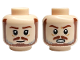 Part No: 3626pb3593  Name: Minifigure, Head Dual Sided Eyebrows, Moustache and Beard with Light Bluish Gray Highlights, Grin / Angry Open Mouth with Teeth Pattern (Undetermined Type)