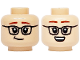 Part No: 3626pb3613  Name: Minifigure, Head Dual Sided Black Glasses, Reddish Brown Eyebrows, Lopsided Smile / Open Mouth Grin with White Teeth Pattern