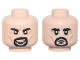 Part No: 3626pb3625  Name: Minifigure, Head Dual Sided Black Bushy Eyebrows, Moustache, Soul Patch, and Goatee, Medium Nougat Cheek Lines and Wrinkles, Evil Open Mouth Smile with Tan Teeth / Frown Pattern