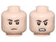 Part No: 3626pb3646  Name: Minifigure, Head Dual Sided Dark Brown Eyebrows, Upper Eyelids, Medium Nougat Stubble, Frown / Angry Open Mouth Scowl with Teeth Pattern
