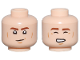 Part No: 3626pb3651  Name: Minifigure, Head Dual Sided Reddish Brown Eyebrows, Medium Nougat Cheek Lines and Chin Dimple, Smirk / Closed Eyes and Open Mouth Smile with Teeth Pattern