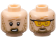 Part No: 3626pb3666  Name: Minifigure, Head Dual Sided Dark Tan Eyebrows, Beard, Medium Nougat Forehead Lines, Open Mouth, Gritted Teeth / Grin with Sunglasses Pattern