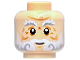 Part No: 3626pb3688  Name: Minifigure, Head White and Light Bluish Gray Bushy Eyebrows and Beard, Medium Nougat Wrinkles, Chin Dimple and Cheek Lines, Grin Pattern