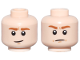 Part No: 3626pb3701  Name: Minifigure, Head Dual Sided Dark Orange Eyebrows and Dimples, Smile / Frown Pattern