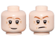 Part No: 3626pb3703  Name: Minifigure, Head Dual Sided Dark Orange Eyebrows, Medium Nougat Wrinkles, Smile / Frown Pattern