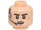 Part No: 3626pb3706  Name: Minifigure, Head Black Eyebrows, Medium Nougat Cheek Lines and Chin Dimple, Silver Headset, Open Mouth with Top Teeth Pattern