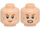 Part No: 3626pb3708  Name: Minifigure, Head Dual Sided Dark Orange Eyebrows, Medium Nougat Cheek Lines, Chin Dimple, Scars, Grin / Scared Open Mouth with Teeth Pattern