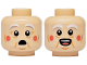 Part No: 3626pb3712  Name: Minifigure, Head Dual Sided White and Light Bluish Gray Bushy Eyebrows, Medium Nougat Wrinkles and Crow's Feet, Coral Cheeks, Surprised / Open Mouth with Teeth and Tongue Pattern