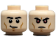 Part No: 3626pb3797  Name: Minifigure, Head Dual Sided Black Eyebrows, Medium Nougat Cheek Lines and Chin Dimple, Smirk / Stern with Red Eyes Pattern