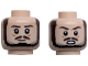 Part No: 3626pb3804  Name: Minifigure, Head Dual Sided Dark Brown Eyebrows, Moustache and Beard with Light Bluish Gray Highlights, Grin / Angry Open Mouth with Teeth Pattern