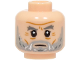 Part No: 3626pb3847  Name: Minifigure, Head Dark Bluish Gray Eyebrows, Light Bluish Gray Moustache and Beard with White Highlights, Medium Nougat Cheek Lines and Wrinkles, Stern Pattern