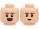 Part No: 3626pb3848  Name: Minifigure, Head Dual Sided Dark Brown Eyebrows, Medium Nougat Chin Dimple, Open Mouth Smile with Top Teeth with Gap and Red Tongue / Grin Pattern