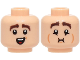 Part No: 3626pb3859  Name: Minifigure, Head Dual Sided Dark Brown Eyebrows, Surprised Open Mouth with Top Teeth and Tongue / Queasy (Breath Holding) with Medium Nougat Cheek Lines Pattern
