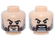 Part No: 3626pb3866  Name: Minifigure, Head Dual Sided Black Eyebrows, Dark Brown Moustache, Light Bluish Gray Full Beard, Chin Dimple, Crooked Lopsided Grin / Angry Open Mouth with Teeth Parted Pattern