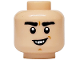 Part No: 3626pb3896  Name: Minifigure, Head Thick Black Eyebrows, Medium Nougat Chin Dimple, Open Mouth Grin with Buck Teeth Pattern