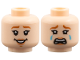 Part No: 3626pb3926  Name: Minifigure, Head Dual Sided Female Dark Orange Eyebrows, Nougat Lips, Open Mouth Smile / Crying Pattern