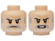 Part No: 3626pb3966  Name: Minifigure, Head Dual Sided Light Bluish Gray Eyebrows and Moustache, White Beard, Medium Nougat Chin Dimple, Forehead Crease and Crow's Feet, Frown / Open Mouth Scowl with Teeth Pattern