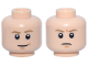 Part No: 3626pb3990  Name: Minifigure, Head Dual Sided Dark Tan Eyebrows, Dark Orange Chin Dimple and Smile Crease, Closed Mouth Smile / Frown Pattern (SW Luke Skywalker)