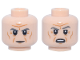 Part No: 3626pb3992  Name: Minifigure, Head Dual Sided Dark Bluish Gray Eyebrows, Dark Orange Wrinkles, Stern / Open Mouth Scowl Pattern (Grand Moff Tarkin)
