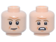 Part No: 3626pb3993  Name: Minifigure, Head Dual Sided Dark Tan Eyebrows, Dark Orange Wrinkles, Slight Smile / Open Mouth Scowl Pattern (Admiral Motti)