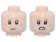 Part No: 3626pb3998  Name: Minifigure, Head Dual Sided Dark Tan Eyebrows, Light Bluish Gray Beard Stubble, Dark Orange Cheek Lines and Chin Dimple, Neutral / Open Mouth Scowl Pattern (Galen Erso)
