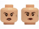 Part No: 3626pb4028  Name: Minifigure, Head Dual Sided Alien Female Black Eyebrows, Medium Nougat Bajoran Nose Ridges, Dark Red Lips, Silver Earring, Angry Open Mouth with Teeth / Neutral Pattern