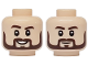 Part No: 3626pb4030  Name: Minifigure, Head Dual Sided Dark Brown Eyebrows and Beard, Right Eyebrow Raised, Lower Eyelids, Open Mouth Smile with Teeth / Neutral Pattern