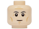Part No: 3626pb4033  Name: Minifigure, Head Dark Bluish Gray Thick Eyebrows, Medium Nougat Forehead Creases, Crow's Feet, Cheek Lines and Chin Dimples, Neutral Pattern