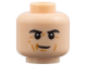 Part No: 3626pb4230  Name: Minifigure, Head Black Eyebrows, Medium Nougat Contours, Lopsided Grin Pattern