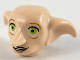 Part No: 37701pb02  Name: Minifigure, Head, Modified Dobby Type 2 with Lime Eyes Detailed and Smile Showing Teeth Pattern