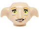 Part No: 37701pb03  Name: Minifigure, Head, Modified Dobby with Lime Eyes and Lopsided Open Mouth Smile with Teeth Pattern