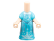 Part No: 65203pb012  Name: Micro Doll, Body with Molded Medium Azure Dress and Printed Light Aqua Dots, Sparkles, and Half Snowflake, Metallic Light Blue Waistband Pattern