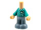 Part No: 65224pb007  Name: Micro Doll, Body with Molded Dark Turquoise Top and Sand Blue Pants and Printed White Dots and Pocket Pattern