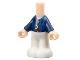 Part No: 65224pb013  Name: Micro Doll, Body with Molded Dark Blue Top and White Pants and Printed Coat Open with Pockets over Dark Red Vest with Yellow Buttons, Strap with Buckle Pattern