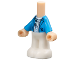 Part No: 65224pb014  Name: Micro Doll, Body with Molded Dark Azure Top and White Pants and Printed Jacket Open with Lapels and Buttons over White Shirt with Light Aqua Trim Pattern