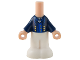 Part No: 65224pb015  Name: Micro Doll, Body with Molded Dark Blue Top and White Pants and Printed Jacket Open with Lapels and Gold Buttons over Blue Vest, White Ascot Pattern