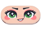 Part No: 66857pb117  Name: Tile, Round 2 x 4 Oval with Face, Black Eyebrows and Eyelashes, Green Eyes, Coral Eye Shadow, Cheeks and Lips, Open Mouth Smile Pattern (Rapunzel)