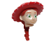 Part No: 87764pb01  Name: Minifigure, Head, Modified Female with Red Hat and Ponytail Pattern (Jessie)