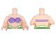 Part No: 973pb2309c01  Name: Torso Mermaid Medium Lavender Shell Bra, Navel, and Green and Yellow Waist Pattern / Light Nougat Arms / Light Nougat Hands