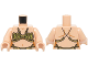 Part No: 973pb5903c01  Name: Torso Female Gold and Olive Green Bra and Loincloth, Shoulder Contours and Black Straps on Back Pattern / Light Nougat Arms / Light Nougat Hands